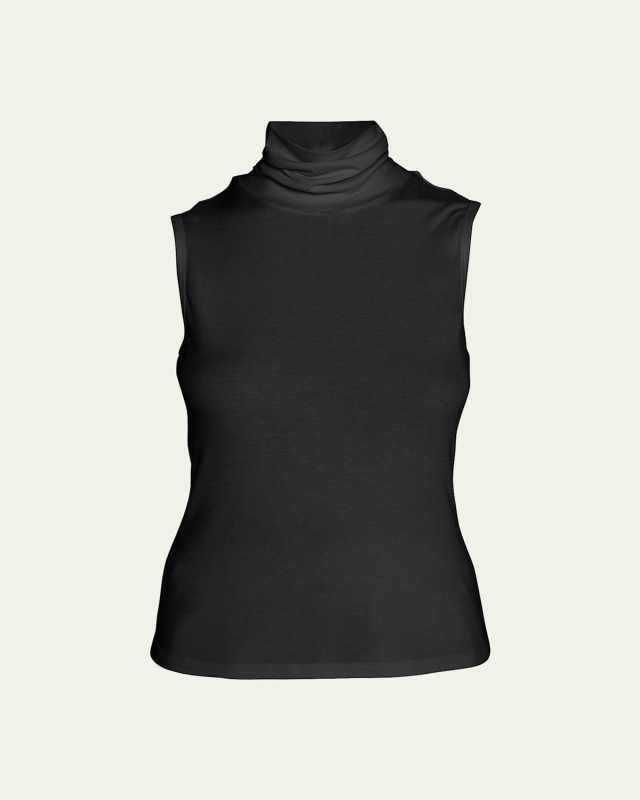 Sleeveless Turtleneck Ribbed Sweater